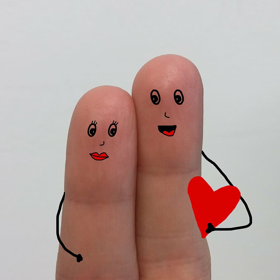 two fingers hugging emoji art, love, feeling, valentine's day, HD wallpaper