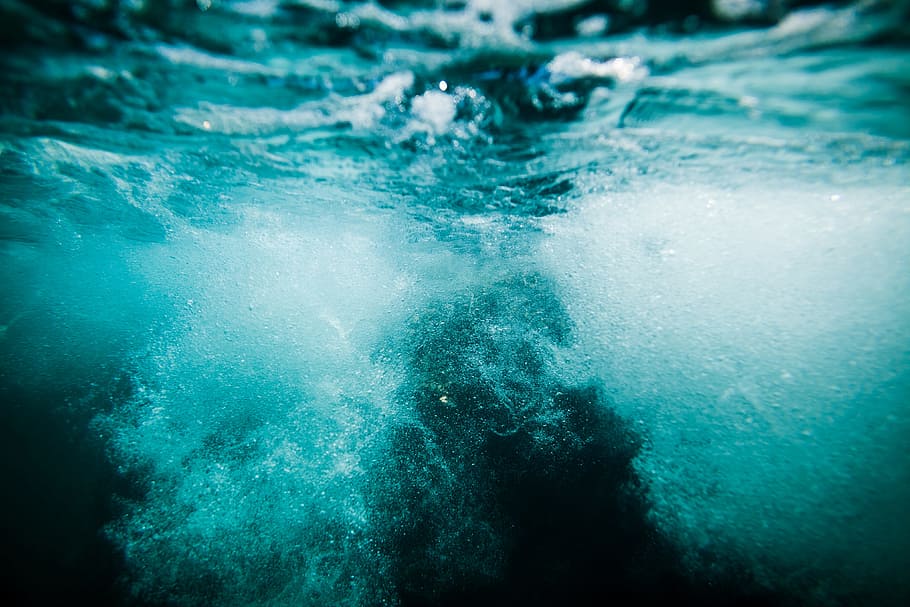 Underwater Bubbles, underwater photography of water splash, wet, HD wallpaper