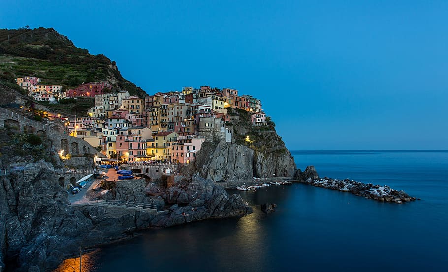 Manarola, Cinque Terre ,Italy, building, bay, colourful, colorful, HD wallpaper